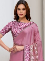 Rose Pink Crepe Georgette Saree